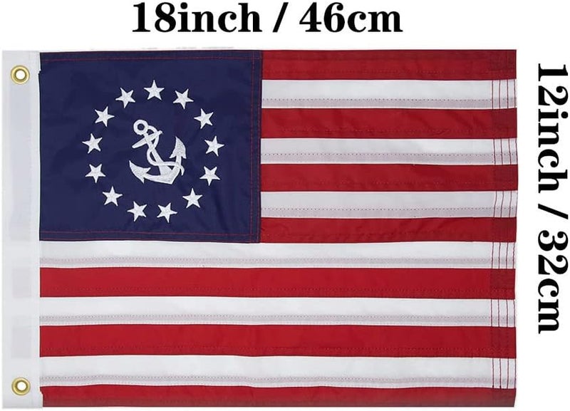 Jayus Embroidered Star Double Sided Yacht Ensign US Anchor Boat Flag 12.5x18 with 4 clips- Seven Stripes Nylon American Boat Flag with Two Brass Grommets Perfect for Car Truck Bike - Image 5